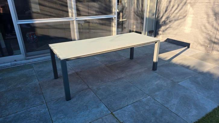Tuintafel 6p, goeie staat!, Jardin & Terrasse, Tables de jardin, Comme neuf, Rectangulaire, Aluminium, Enlèvement