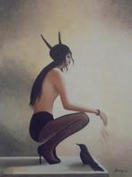 peinture à l'huile Fantasy Girl (50x70), Enlèvement ou Envoi