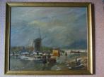 Schilderij - J. vd Broek - Winters landschap / Ijslandschap, Antiek en Kunst, Ophalen