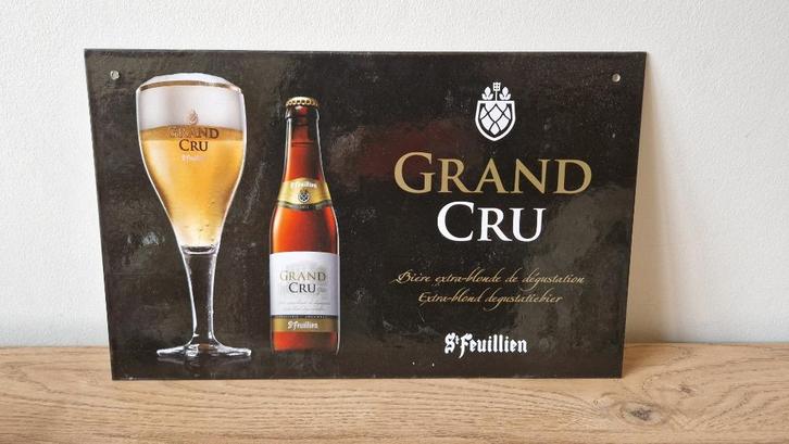 Reclamebord voor bier van Saint-Feuillien Grand Cru, Verzamelen, Biermerken, Zo goed als nieuw, Reclamebord, Plaat of Schild, Overige merken