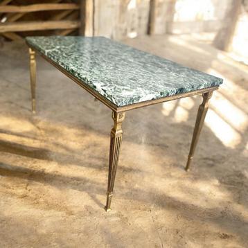 Table basse/table basse vintage en marbre vert