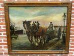 Rene Morren ( 1868 - 1941 )  Werkpaarden in Antwerpse haven, Ophalen