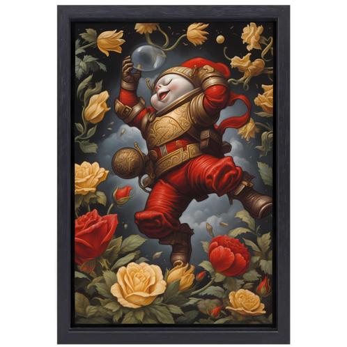 Astronaut bloemen canvas + baklijst 60x90cm, Huis en Inrichting, Woonaccessoires | Wanddecoraties, Nieuw, Verzenden