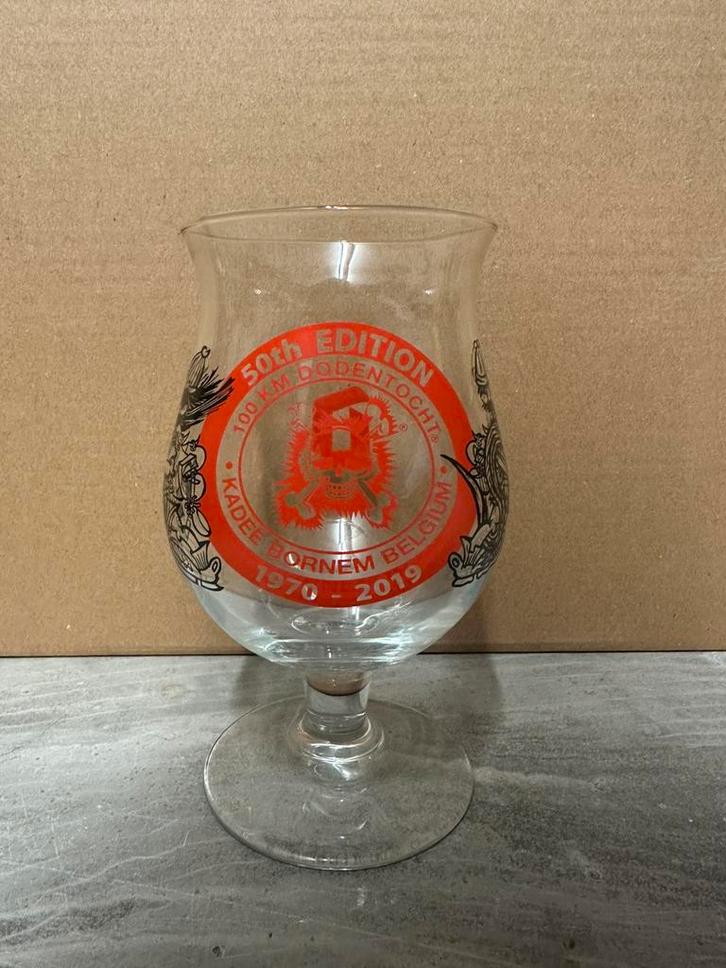 Duvel glas Dodentocht 50 jaar, Verzamelen, Biermerken, Zo goed als nieuw, Duvel, Ophalen