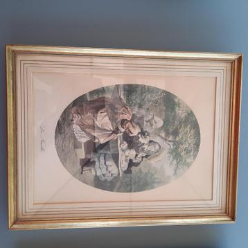 2 zeer oude gouden kaders met prenten uit de Renaissance  beschikbaar voor biedingen