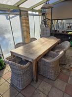 Tuinset rieten stoelen met tafel, Tuin en Terras, Ophalen, Rotan, 6 zitplaatsen, Zo goed als nieuw