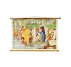 Educatieve Oude Schoolplaat Geschiedenis Karel de Grote 94cm, Antiek en Kunst, Antiek | Schoolplaten, Ophalen of Verzenden, Geschiedenis