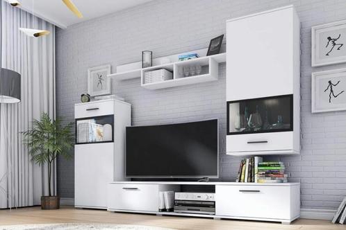 ACTIE! ZEERGOEDKOPE Tv meubel wit met zwart 4 delig, Maison & Meubles, Armoires | Mobilier de télévision, Neuf, Moins de 100 cm