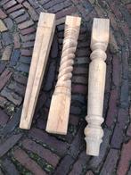 3 eiken zuilen, poten. tafelpoot, houtdraaiwerk, Ophalen, Zo goed als nieuw