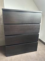 Commode 4 tiroirs (MALM) noir, Huis en Inrichting, Kasten | Ladekasten, Ophalen, Gebruikt, 100 tot 150 cm, 50 tot 100 cm