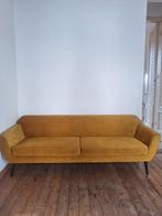 Zetel - velvet stof - oker kleurig, Huis en Inrichting, Ophalen, Gebruikt, 75 tot 100 cm, Rechte bank