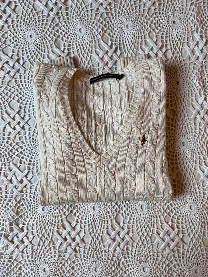 Ralph Lauren kabeltrui cotton - trui, unisex - wit crème (M), Kleding | Dames, Truien en Vesten, Zo goed als nieuw, Wit, Ophalen of Verzenden
