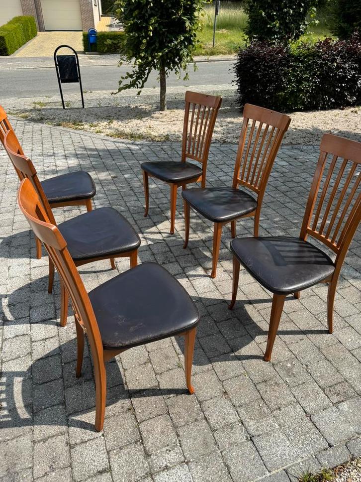 Set van 6 originele Mobil Girgi stoelen – Italiaans design, Huis en Inrichting, Stoelen, Gebruikt, Hout, Ophalen