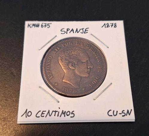 Espagne 10 Centimos 1878, Timbres & Monnaies, Monnaies | Europe | Monnaies non-euro, Monnaie en vrac, Autres pays, Enlèvement ou Envoi
