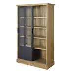 Massief houten vitrinekast (Maison du Monde – Ventura), Ophalen, 100 tot 150 cm, Glas, Zo goed als nieuw