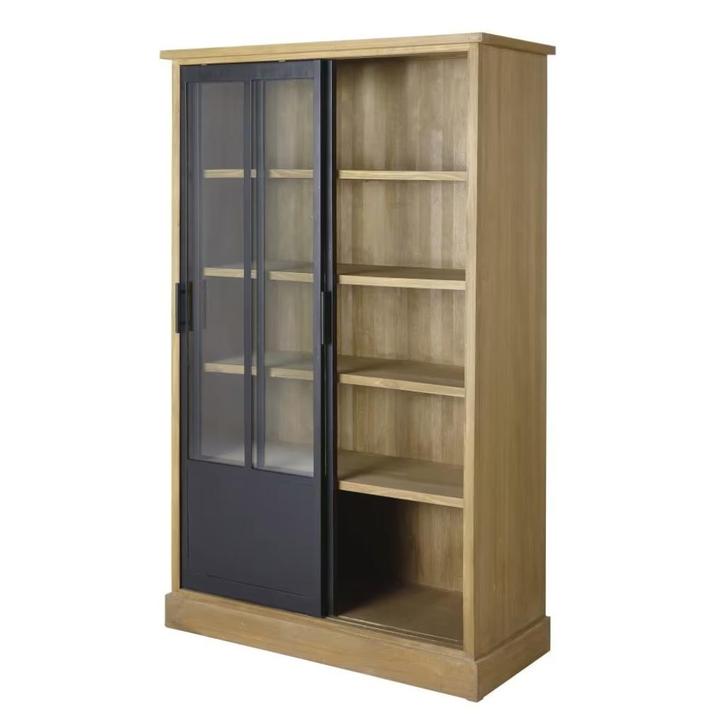 Massief houten vitrinekast (Maison du Monde – Ventura), Huis en Inrichting, Kasten | Vitrinekasten, Zo goed als nieuw, 150 tot 200 cm