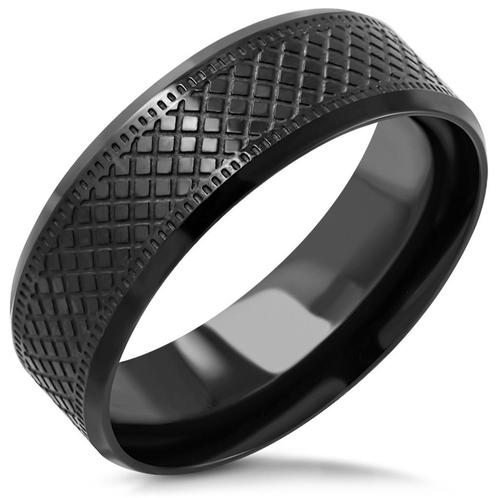 Zwarte roestvrij stalen mannenring, Handtassen en Accessoires, Ringen, Nieuw, Heer, 20 of groter, Zwart, IJzer of Staal, Ophalen of Verzenden