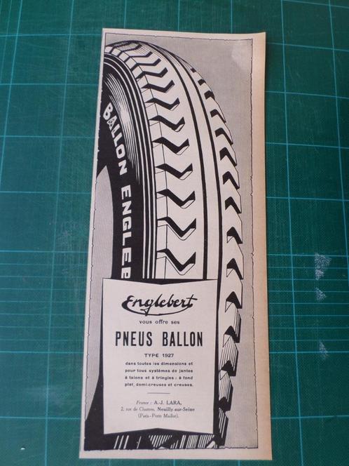 Englebert pneus - publicité papier - 1927, Collections, Marques & Objets publicitaires, Utilisé, Autres types, Enlèvement ou Envoi