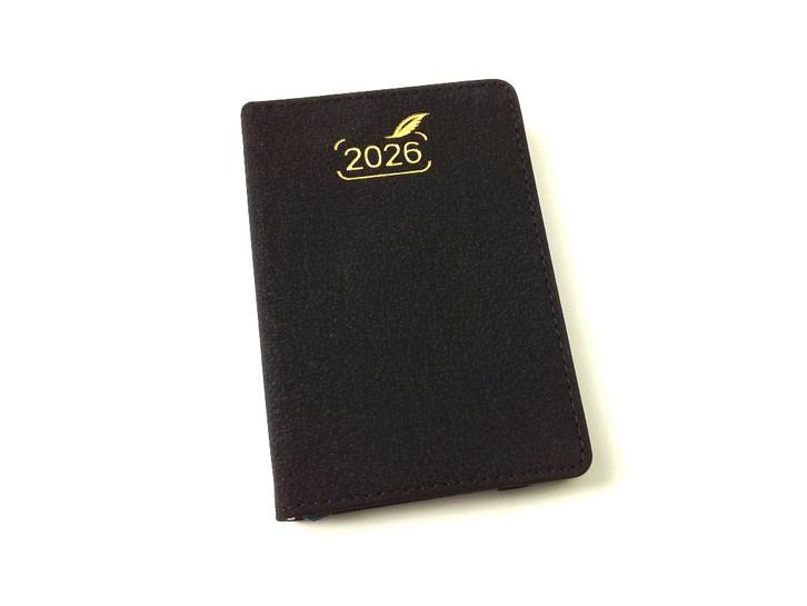 Agenda de poche bi-journalier noir 2026 neuf - 8.6 x 12.4 cm, Diversen, Agenda's, Nieuw, Ophalen of Verzenden