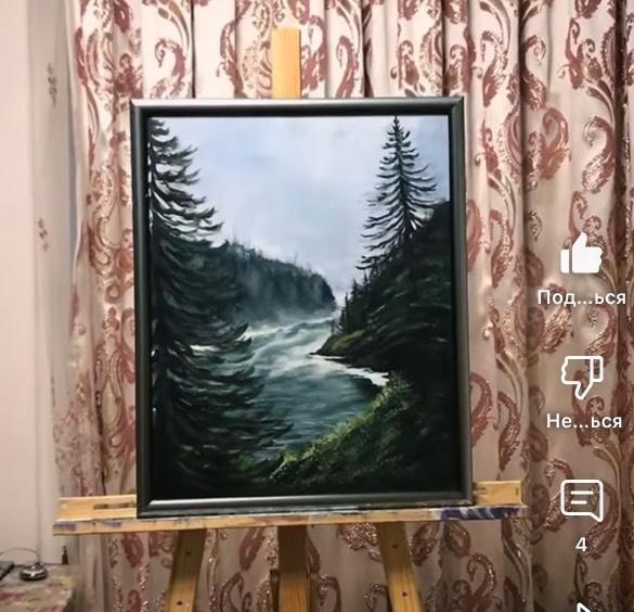 "Bergstroom in de mist" en "Vurige hibiscussen", Antiek en Kunst, Kunst | Schilderijen | Abstract, Ophalen