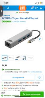 ACT USB-C Hub met Gigabit Ethernet, Computers en Software, Ophalen of Verzenden, Nieuw, Laptop