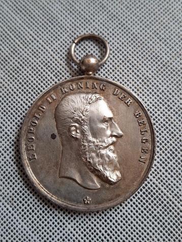 verzilverde medaille Koning Leopold II beschikbaar voor biedingen