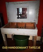 OUD HANDGEMAAKT TAFELTJE /KAPTAFEL, Gebruikt, Minder dan 100 cm, Retro, Hout