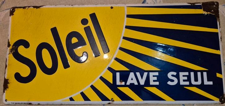 Plaque émaillée "Soleil Lave Seul ", Verzamelen, Merken en Reclamevoorwerpen, Zo goed als nieuw, Ophalen of Verzenden
