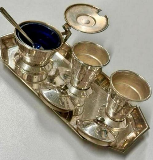 Vintage EPNS Cruet-Set Verzilverde Specerijen potjes 1960, Antiek en Kunst, Curiosa en Brocante, Ophalen of Verzenden