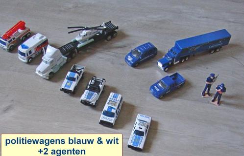 politievoertuigen blauw & wit  + 2 agenten, Kinderen en Baby's, Speelgoed |Speelgoedvoertuigen, Ophalen of Verzenden
