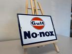 Gulf No-nox emaille bordje, Verzamelen, Ophalen of Verzenden, Gebruikt, Reclamebord