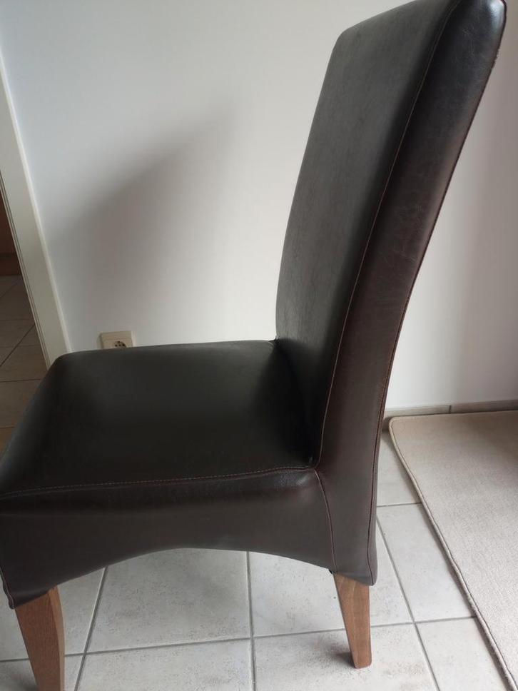 Bruine  lederen  stoelen 4stuks, Huis en Inrichting, Stoelen, Zo goed als nieuw, Ophalen