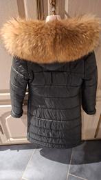 Donsen zwarte lange jas met pelsen afneembare kap, ANDERE, Taille 38/40 (M), Comme neuf, Enlèvement