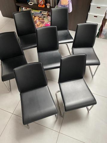 calligaris stoelen - Zwart leder look/Inox - design -8 stuks