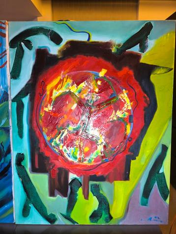 Te koop 7 abstracte kunst olieverfschilderijen  beschikbaar voor biedingen