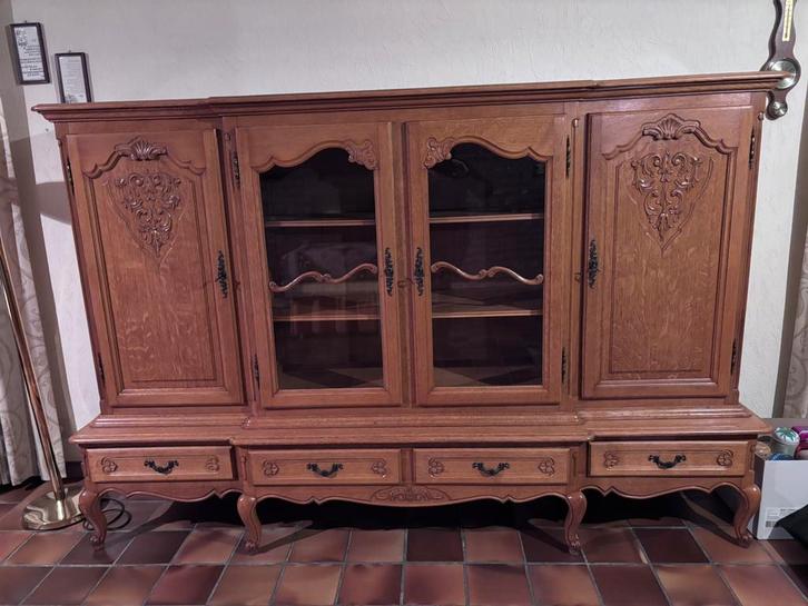 Eiken eetkamer, in Franse stijl, met mooi houtsnijwerk, Huis en Inrichting, Kasten | Dressoirs, Gebruikt, Ophalen