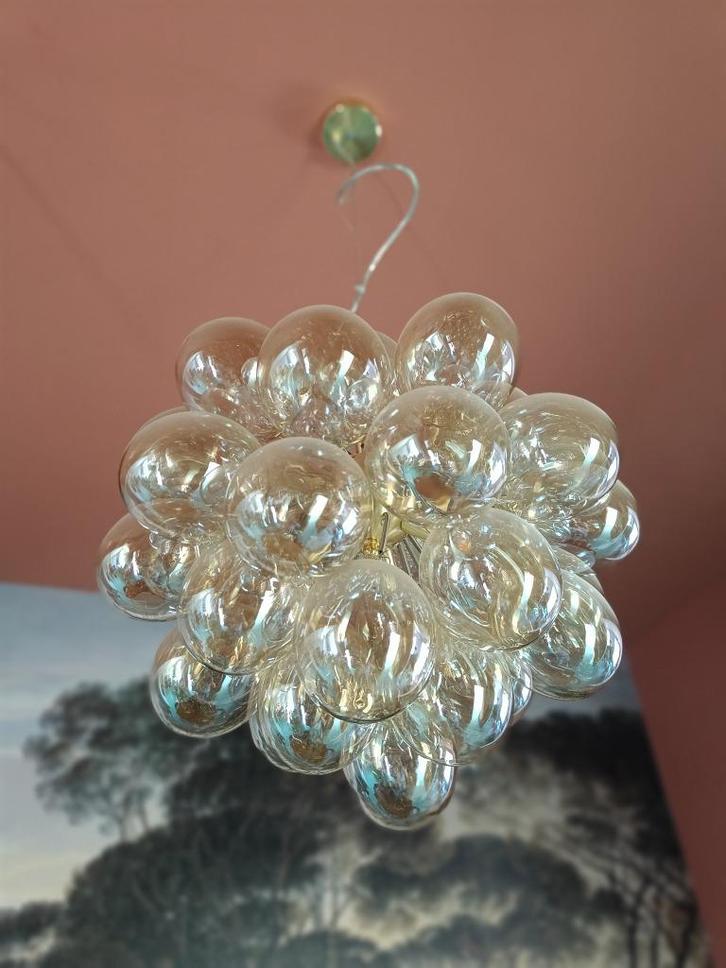 Hanglamp - Design, Huis en Inrichting, Lampen | Hanglampen, Zo goed als nieuw, 50 tot 75 cm, Glas, Metaal, Ophalen