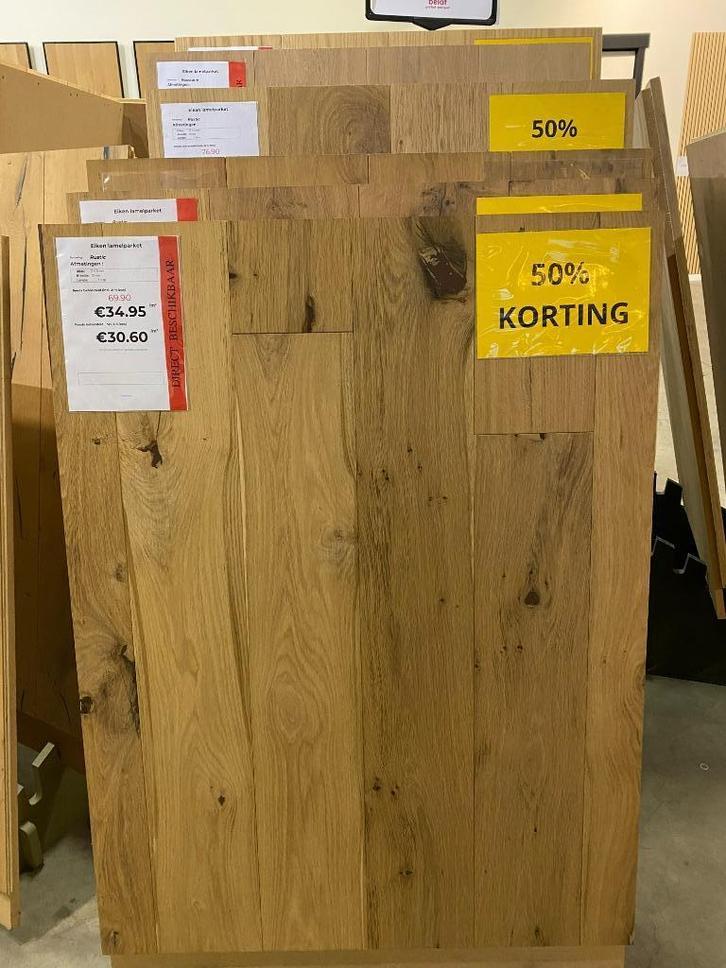 Eiken vloer voor € 34.95 /m² incl BTW - STOCKVERKOOP, Doe-het-zelf en Bouw, Vloerdelen en Plavuizen, Nieuw, Parket, Hout, 150 cm of meer