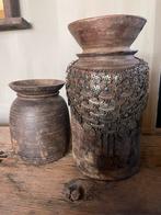 Houten Nepalese kruiken, Huis en Inrichting, Ophalen, Overige materialen, Gebruikt, Overige kleuren