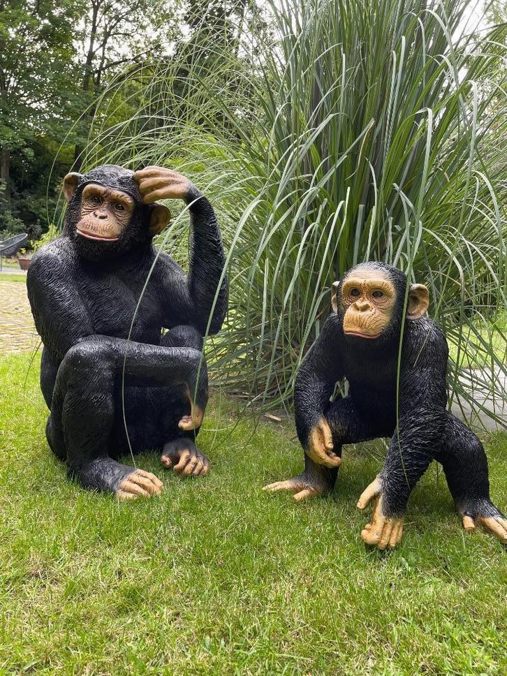 Beeld set aapjes, tuin, babykamer, dieren 75cm, Tuin en Terras, Tuinbeelden, Nieuw, Dierenbeeld, Kunststof, Ophalen