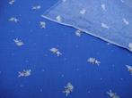 2.50m/1.50m Blauw geborsteld katoen „little rabbits”, Blauw, 120 cm of meer, Ophalen of Verzenden, Katoen