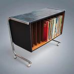 Meuble Bauhaus Vintage pour disques 1970's roulettes, Enlèvement, Bois