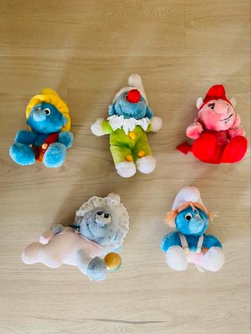 Set van 5 vintage Smurfknuffels ('80) beschikbaar voor biedingen