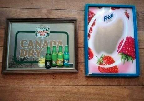 Oude horeca koffiespiegels. Canada droog en fris, Verzamelen, Merken en Reclamevoorwerpen, Gebruikt, Ophalen of Verzenden