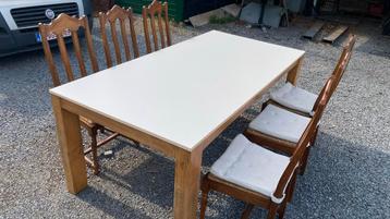 Mooie grote eettafel en 6 stoelen met kussens, Huis en Inrichting, Tafels | Eettafels, Ophalen, Gebruikt
