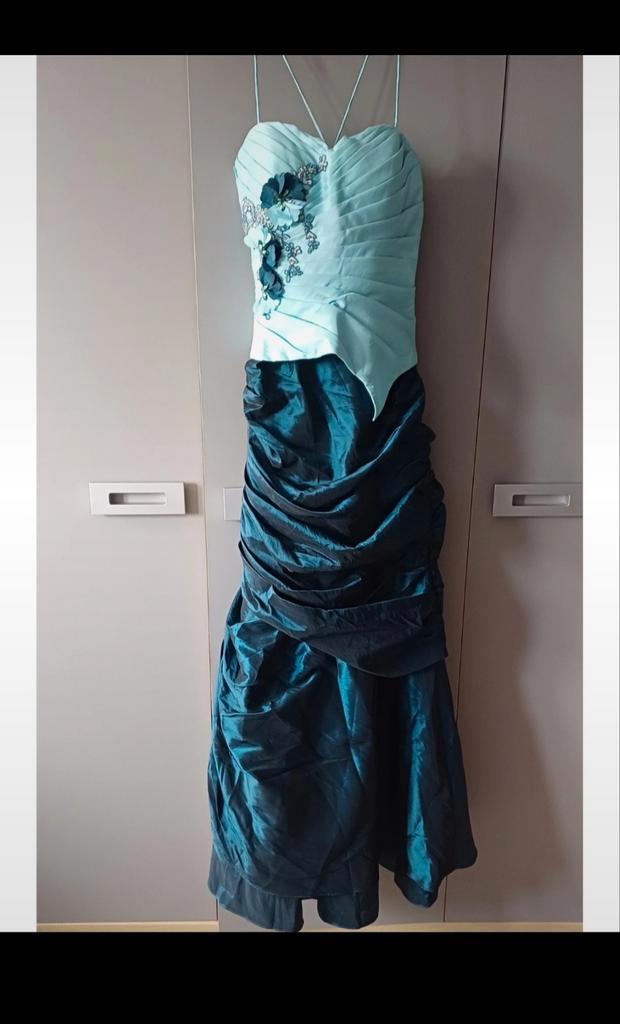 Turquoise Baljurk, Kleding | Dames, Trouwkleding en Trouwaccessoires, Zo goed als nieuw, Ophalen of Verzenden