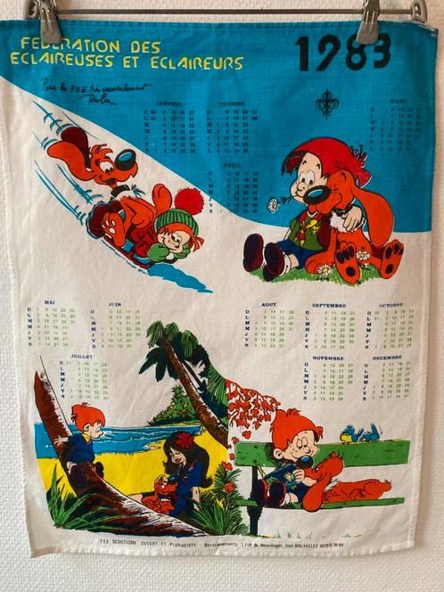 Boule and Bill keukenhanddoek met kalender 1983, Verzamelen, Stripfiguren, Zo goed als nieuw