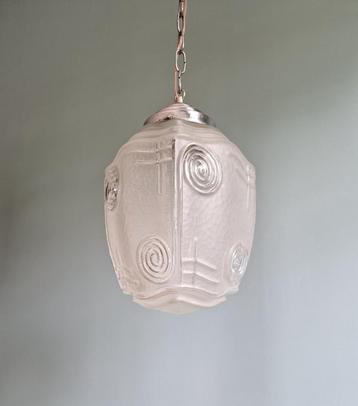 Art Deco hanglamp in gesatineerd glas, 1920-30s 