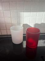 2 theelichtpotjes wit en rood, Enlèvement ou Envoi, Neuf, Blanc