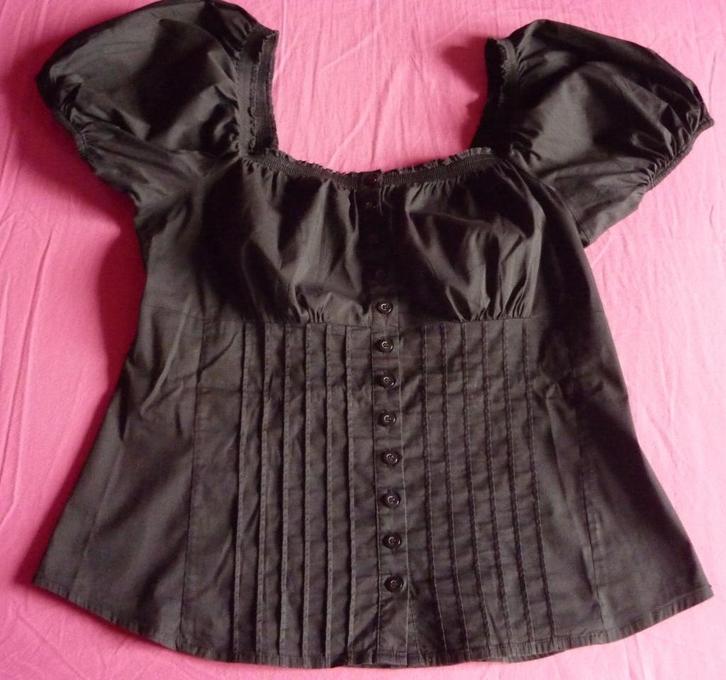 Zwarte blouse top met pofmouwen Maat 38, Kleding | Dames, Blouses en Tunieken, Maat 38/40 (M), Ophalen of Verzenden